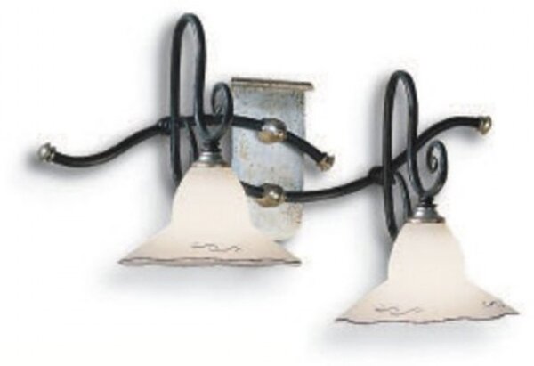 Outlet applique classico country line 1814 e14 led metallo vetro lampada parete - Lampadari Bartalini Outlet