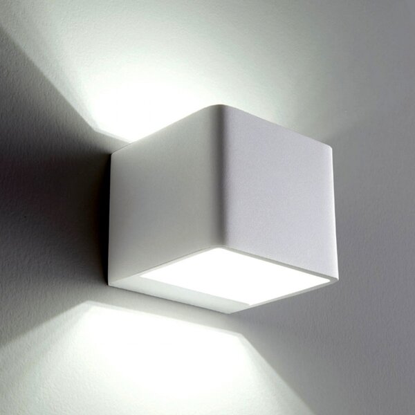 Applique illuminando compact 6w led 552lm 3000°k lampada parete cubo biemissione metallo bianco interno - Illuminando