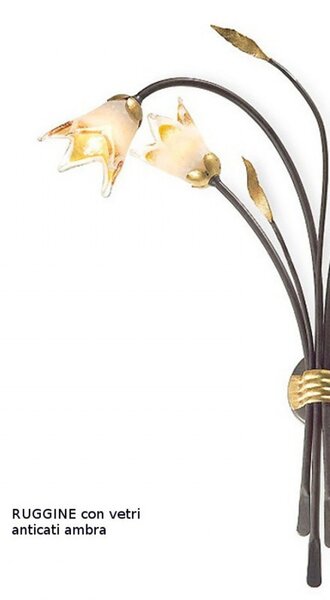 Applique classica flami orchidea 6303 5f g9 led ferro vetro lampada parete - Flami Illuminazione