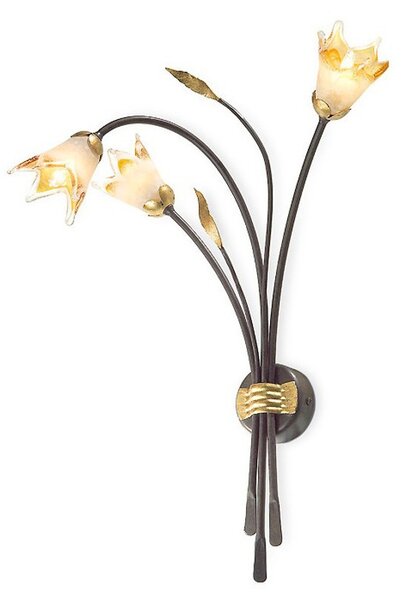 Applique classica flami orchidea 6303 a3f g9 led ferro vetro lampada parete - Flami Illuminazione