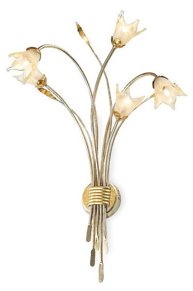 Applique classica flami orchidea 6303 5f g9 led ferro vetro lampada parete - Flami Illuminazione