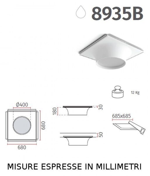 Faretto incasso belfiore 9010 bolla 8935b.3014 led wireless gesso verniciabile - Belfiore - 9010