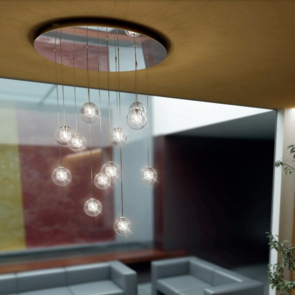 Outlet plafoniera moderna top light willow 1098 s12 tr g9 led metallo vetro sospensione - Lampadari Bartalini Outlet