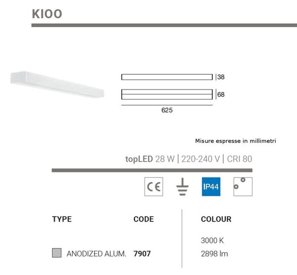 Applique moderno linea light group kioo 7907 led alluminio policarbonato lampada parete - Linea Light Group