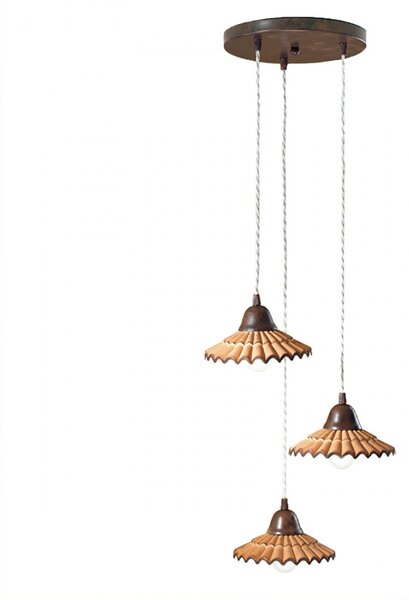 Lampadario rustico due p illuminazione vania s3p e27 led ceramica sospensione - Due P Illuminazione
