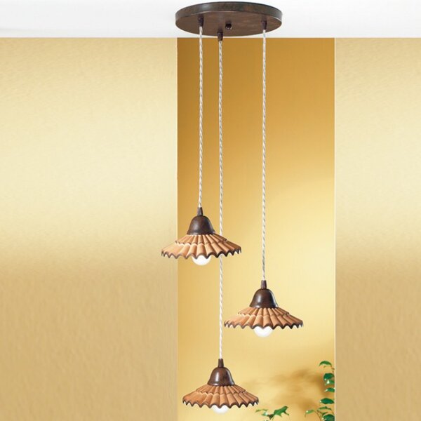 Lampadario rustico due p illuminazione vania s3p e27 led ceramica sospensione - Due P Illuminazione