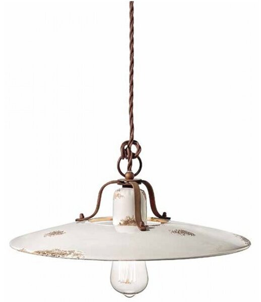 Lampadario rustico ferroluce retrò country c1443 e27 led ceramica sospensione - Retrò