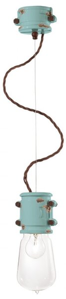 Lampadario rustico ferroluce retrò urban c1520 e27 led treccia ceramica sospensione - Retrò