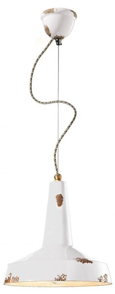 Lampadario rustico ferroluce retrò vintage c1417 e27 led ceramica sospensione - Retrò