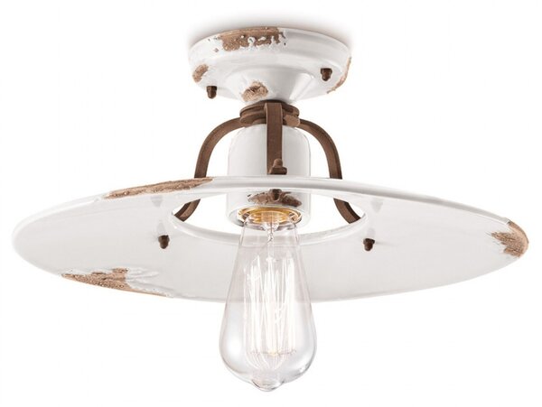 Plafoniera rustica ferroluce retrò country c1445 e27 led ceramica lampada soffitto - Retrò