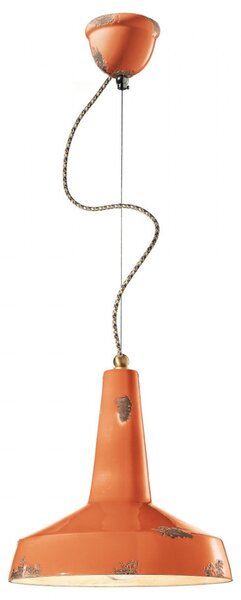 Lampadario rustico ferroluce retrò vintage c1417 e27 led ceramica sospensione - Retrò