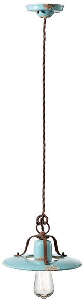Lampadario rustico ferroluce retrò country c1441 e27 led ceramica sospensione - Retrò