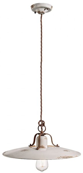 Lampadario rustico ferroluce retrò country c1443 e27 led ceramica sospensione - Retrò