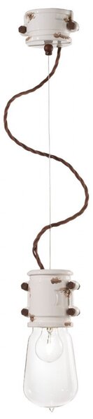 Lampadario rustico ferroluce retrò urban c1520 e27 led treccia ceramica sospensione - Retrò