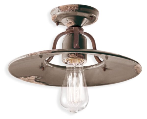 Plafoniera rustica ferroluce retrò country c1444 e27 led ceramica lampada soffitto - Retrò