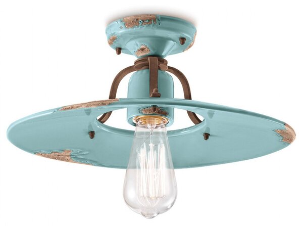 Plafoniera rustica ferroluce retrò country c1445 e27 led ceramica lampada soffitto - Retrò