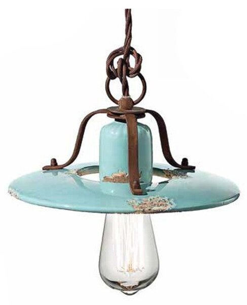 Lampadario rustico ferroluce retrò country c1441 e27 led ceramica sospensione - Retrò