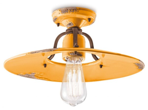 Plafoniera rustica ferroluce retrò country c1445 e27 led ceramica lampada soffitto - Retrò