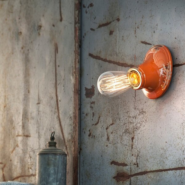 Applique rustica ferroluce retrò vintage c115 e27 led ceramica lampada parete - Retrò