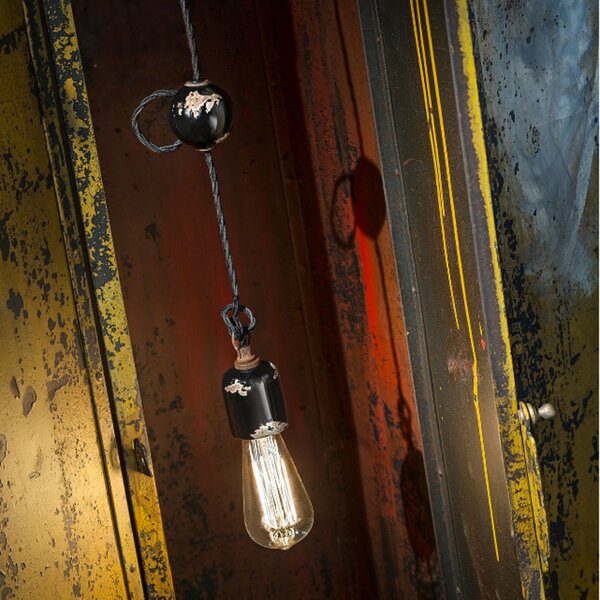 Lampadario rustico ferroluce retrò vintage c660-1 e27 led ceramica sospensione - Retrò