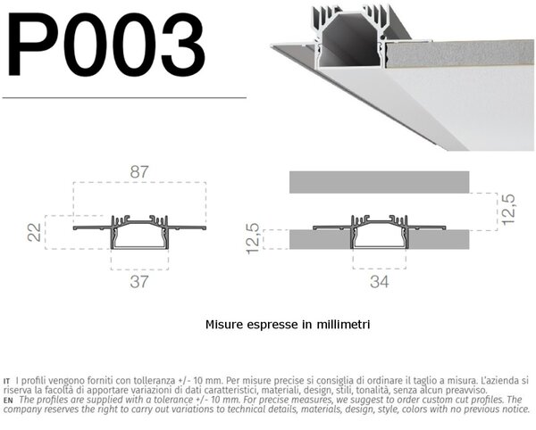 Profilo incasso 9010 belfiore avior p003b.00 alumite installazione legno cartongesso muratura - Belfiore - 9010