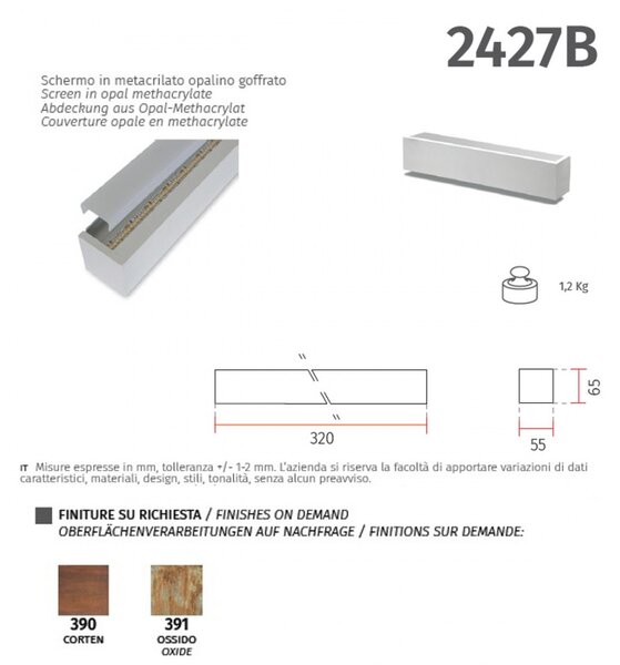 Applique gesso belfiore 9010 bibaize 2427b.3045 led lampada parete moderna - Belfiore - 9010