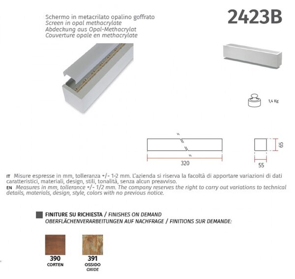 Applique gesso belfiore 9010 baize 2423b.3045 led lampada parete - Belfiore - 9010