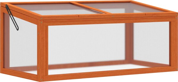Serra Fortuna Lai con copertura, resistente alle intemperie, in legno e policarbonato, arancione, 90x46x40 cm