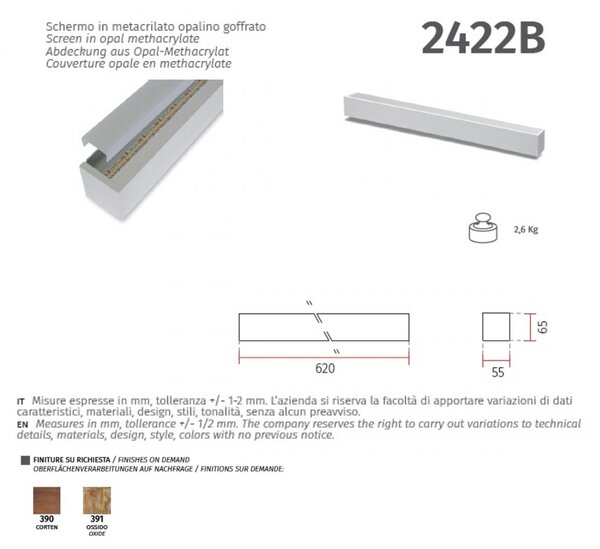 Applique gesso belfiore 9010 baize big 2422b.3045 led lampada parete moderna - Belfiore - 9010
