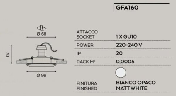 Faretto incasso alluminio gea led janus r gfa160 gu10 led spot incasso - Gea Led