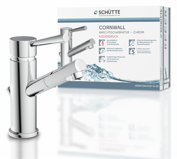 Rubinetto per lavabo a bassa pressione, miscelatore monocomando, cromato