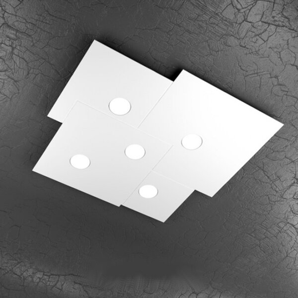Plafoniera moderna top light plate 1129 pl5 gx53 led metallo lampada soffitto - Top Light