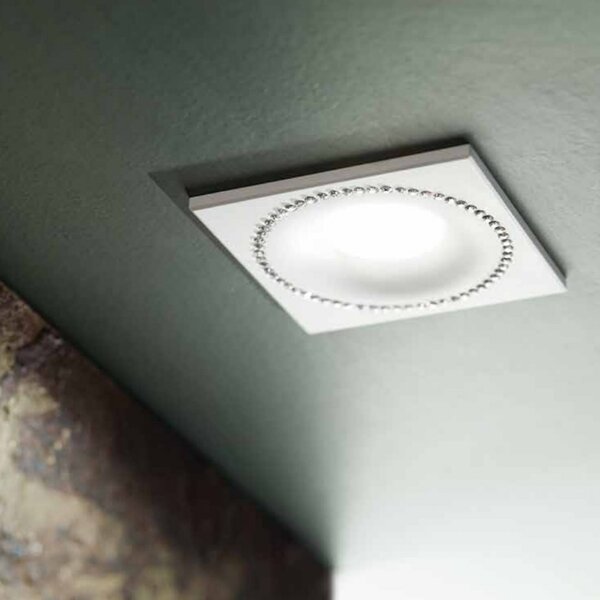 Faretto incasso alluminio gea led coralie 1 gfa191 led spot strass bianco opaco quadrato interno gu10 ip20 - Gea Led