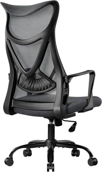 Sedia da ufficio, sedia da scrivania ergonomica, sedia girevole, seduta imbottita, tessuto a rete traspirante, portata massima di 150 kg, colore grigio