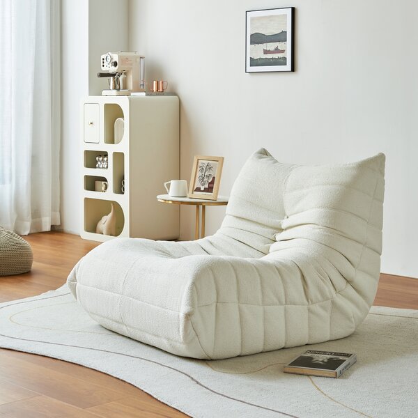 Divano singolo poltrona poltrona, con sgabello, beige