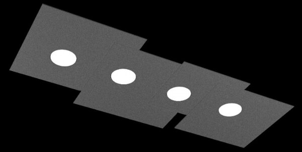 Plafoniera moderna top light plate 1129 pl4 r gx53 led metallo lampada soffitto - Top Light
