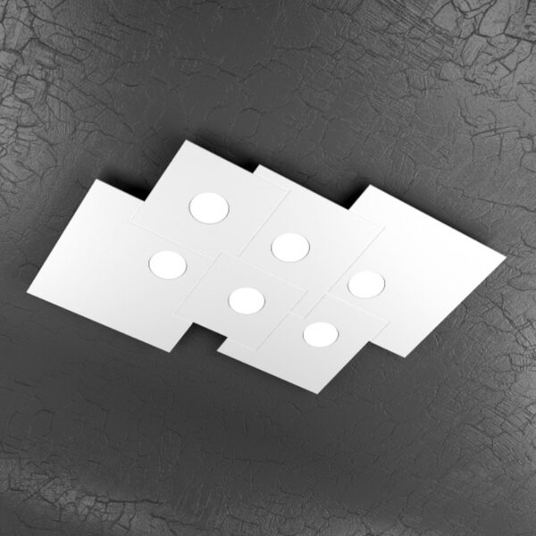 Plafoniera moderna top light plate 1129 pl6 r gx53 led metallo lampada soffitto - Top Light