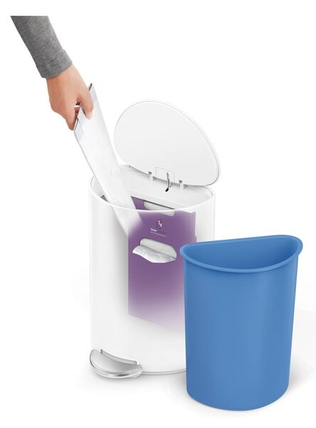 Pattumiera in metallo bianco 6 L - simplehuman