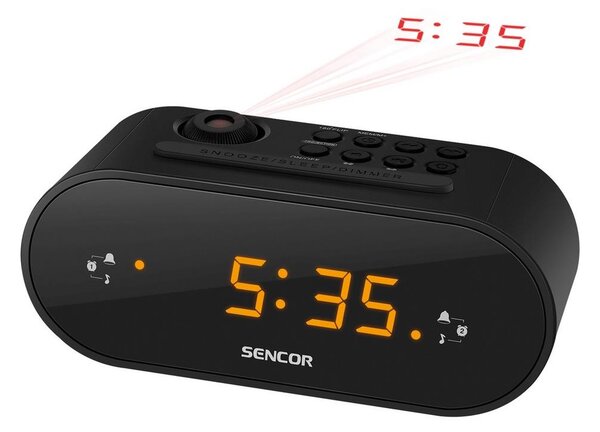 Sencor - Radiosveglia con display LED e proiettore 5W/230V nero