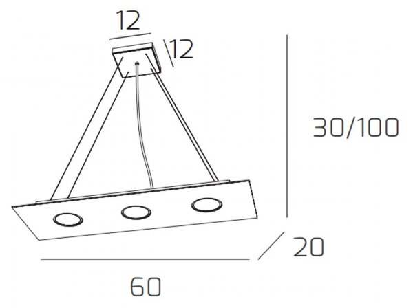 Lampadario moderno top light area 1127 s2 r gx53 led monoemissione metallo sospensione - Top Light