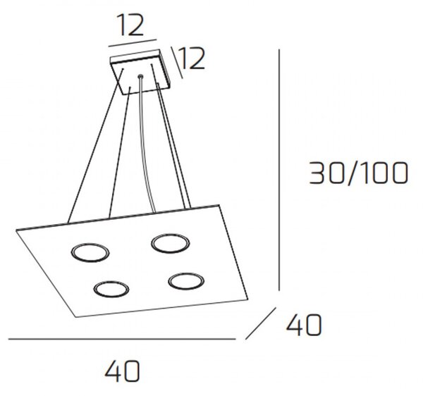 Lampadario moderno top light area 1127 s4 gx53 led monoemissione metallo sospensione - Top Light