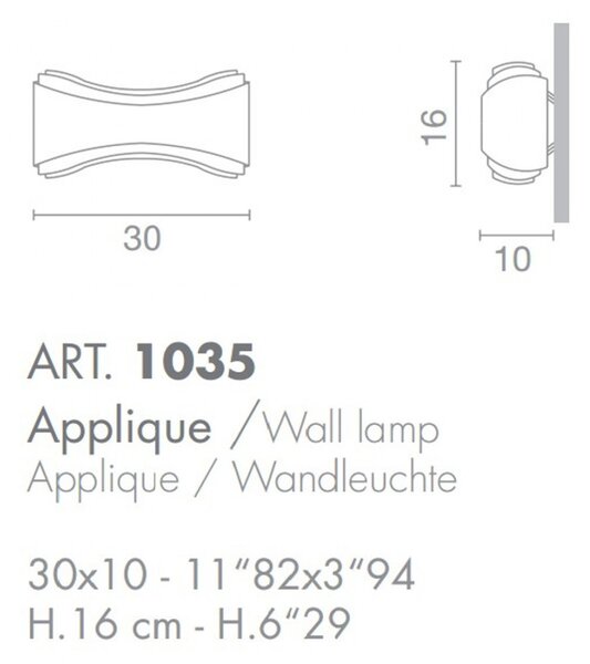 Applique moderna selene illuminazione ionica 1035 002 025 r7s led metallo biemissione lampada parete - Selene Illuminazione
