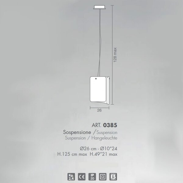 Lampadario classico selene illuminazione papiro 0385 033 006 e27 led vetro sospensione - Selene Illuminazione