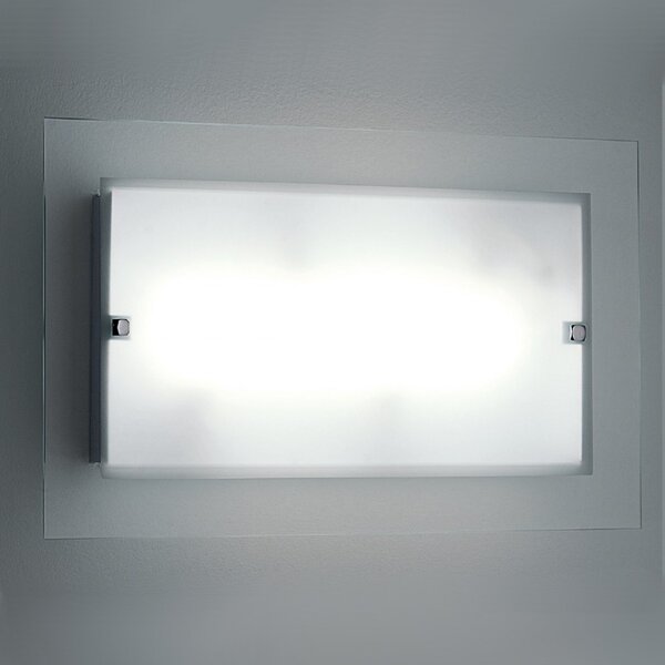 Applique illuminando flat ap 30x50 e27 led lampada parete vetro satinato trasparente rettangolare moderna interno - Illuminando
