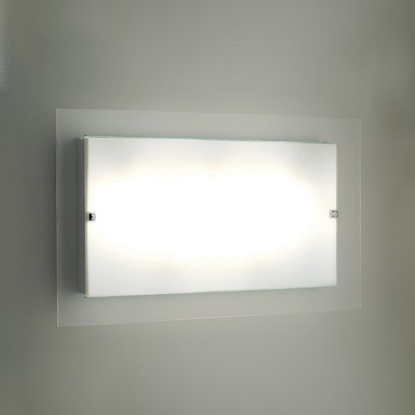 Plafoniera illuminando flat pl re g 75x45 e27 led lampada parete soffitto moderna rettangolare vetro satinato trasparente - Illuminando