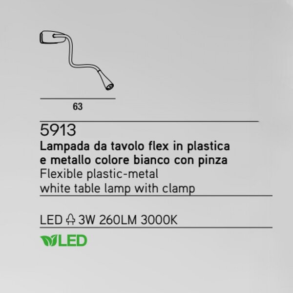 Applique pinza moderno perenz clip snake 5913 n led lampada parete tavolo flessibile - Perenz