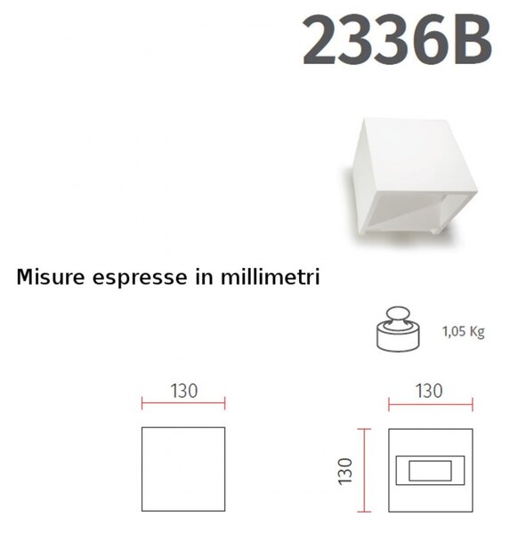 Applique gesso belfiore 9010 kubo 2336b led lampada parete moderna - Belfiore - 9010