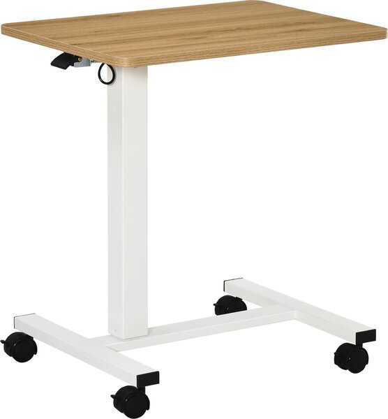 Fortuna Lai Scrivania regolabile in altezza con rotelle Tavolo per laptop salvaspazio a forma di C Bianco naturale 70-110 cm fino a 70 kg