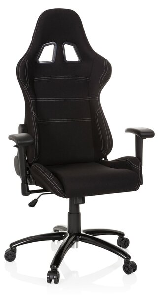 Sedia da gaming, rivestita in tessuto, colore nero, ergonomica, con altezza regolabile