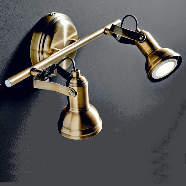 Faretto spot rustico illuminando old 2 led lampada parete soffitto classico metallo brunito orientabile 14w 3000°k 960lm gu10 - Illuminando